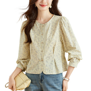 Cotton Floral Shirt Women's Long Sleeve 2026 Spring Pastoral Style Top Small Sweet Purified Cotton Shirt - Product Image 5