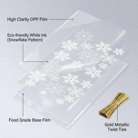 Sacs à biscuits et bonbons de Noël à effet froissé, refermables avec attaches torsadées, sacs en plastique transparents pour la pâtisserie des flocons de neige croustillants