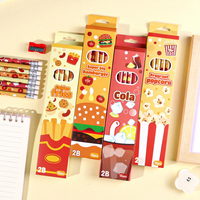Lot de 12 crayons en bois 2B pour écoliers, motif hamburger de dessin animé mignon et kawaii, vente en gros
