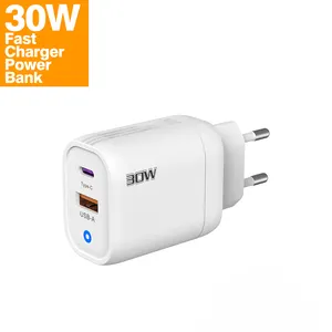 2 portas real 30w Pd telefone inteligente adaptador rápido carregador de viagem carregador do telefone Usb-C Pd carregador rápido adaptador para xiaomi huawei oppo 1 +