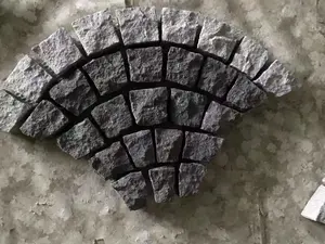 黒玄武岩舗装石扇形石畳メッシュ舗装マット花崗岩パティオドライブウェイ舗装石