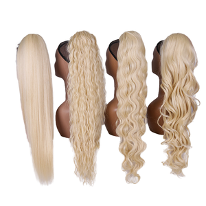 Hermosa Cola de Caballo con Ondas de Agua, Extensiones de Cabello Suave para Mujer, de Fibra de Alta Temperatura, con Clips Esponjosos - Product Image 1