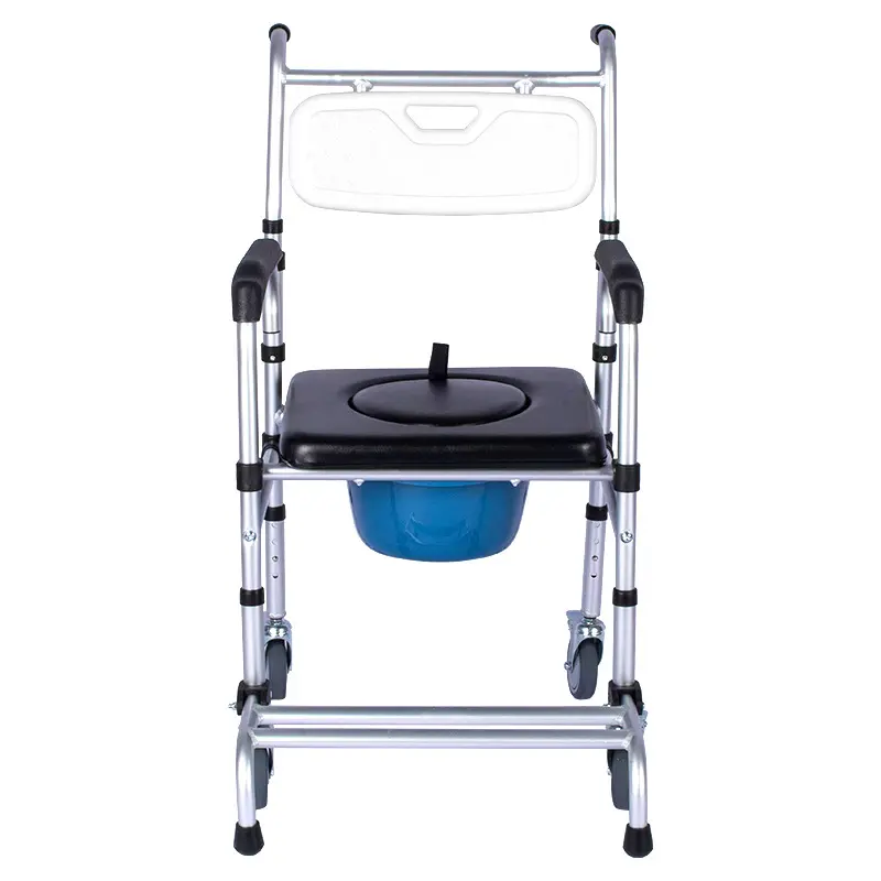 Rolling Shower and Toilet Transport Chair with Wheels and Upholstered Seat for Disabled and Disabled Seniors
