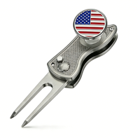 Nouveaux outils de réparation de divots personnalisés en aluminium, porte-tee de luxe, marqueur de balle, produits de golf au design innovant avec fourchette et pièce de monnaie