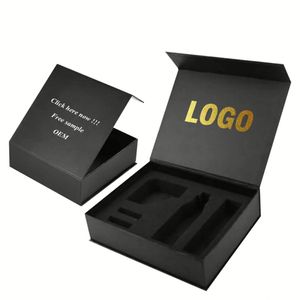 Custom Black Rigid Cardboard Gift Packaging Box Magnet Closure Handle Glossy Matt Lamination Options for Cosmetic Gift Packaging - Product Image 5