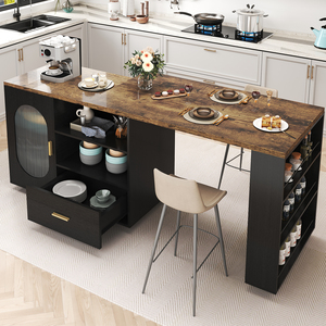 Dining Room Furniture Mobile <strong>Kitchen</strong> Rolling <strong>Island</strong> Table Cart <strong>on</strong> <strong>Wheels</strong> with Storage Drawers - Product Image 1