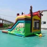 Château gonflable CE Happy Farm avec toboggan aquatique, structure gonflable commerciale en PVC, combo toboggan aquatique pour les entreprises de location