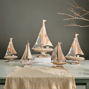 Handmade Wooden Sailboat Model Mediterranean Style Decorative Art Display Home <b>Ornament</b> - Product Image 4
