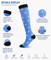 Chaussettes de compression unisexes à imprimé ancre de voilier, chaussettes de soutien élastiques à tube haut pour la course à pied, le cyclisme, la remise en forme et les sports