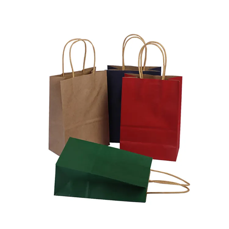 Bolsas de papel Kraft recicladas de alta calidad, bolsas de papel decorativas marrones