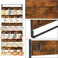Yihe-47 Présentoir de sol suspendu à 5 niveaux avec 24 crochets, en bois rustique vintage, écologique, lavable, pour un montage facile