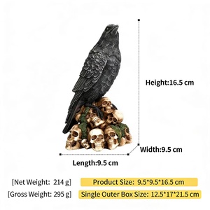 งานประติมากรรมเรซิ่นรูปสัตว์สไตล์ดาร์กสุดลึกลับ แมว-อีกา สำหรับตกแต่งบ้าน ของขวัญวันหยุด - Product Image 6