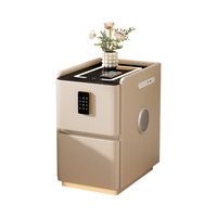 Table de chevet intelligente multifonctionnelle haut de gamme sans installation, multiprise, verrouillage par mot de passe, chargement sans fil, armoire en bois pour chambre à coucher