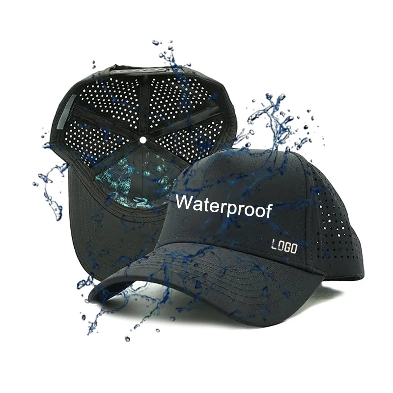 Baseball Caps Polyester 5 Panel Waterproof Laser Holes Perforated Adjustable Classic Sport Cap