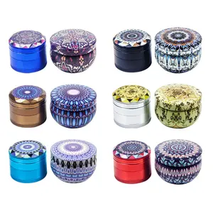 Fabricação 50mm 4 Camada Rainbow Alumínio Herb Grinder Para Fumar Moedor De Aço Inoxidável Com Escova