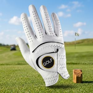 Gant de golf personnalisé en cuir véritable respirant toutes saisons, à doigts entiers, pour hommes et femmes, main gauche/droite, fermeture auto-agrippante, sport - Product Image 3