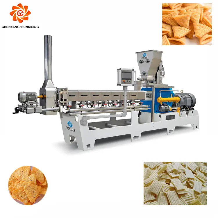 Fried corn flour chips snacks salad bugles extruder crispy rice snacks making machine