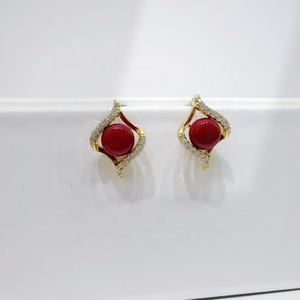 Prix usine Boucles d'oreilles de luxe en argent sterling 925 avec pierre rouge, nouvelle collection 2026, mode féminine, faites à la main, en or 14 carats, agate et rubis - Product Image 4