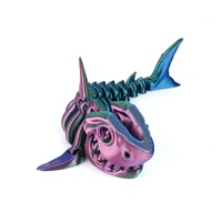 Modelo de tiburón multicolor impreso en 3D con articulación móvil, Animales Marinos flexibles, diseño 3D para decoración de Navidad para niños