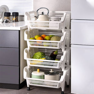 ที่ใส่และชั้นวางตะกร้าผักพลาสติกหลายชั้นสำหรับห้องครัวในครัวเรือน - Product Image 5