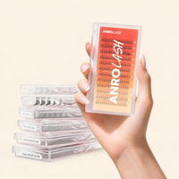 Anrolash Éventails de cils préfabriqués faits main en plumes, légers, 12 rangées, base fine et pointue, pour extensions de cils professionnelles volume, faciles à poser
