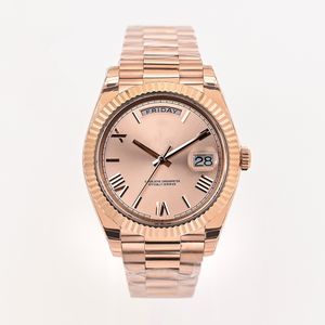 Montre mécanique de luxe de qualité supérieure, usine EWE, 40 mm, étanche, acier 904L, mouvement 2836, 228235, or rose luminescent - Product Image 3