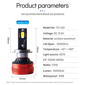 Phare <span class=keywords><strong>LED</strong></span> Xenplus Ultra Lumineux 170W T21 170W 50000LM 12V, Performance Testée, Puce 6075, Contrôle par APP, Température de Couleur <span class=keywords><strong>Variable</strong></span> - Product Image 6