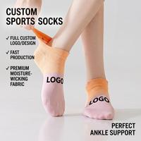Chaussettes de sport respirantes à logo personnalisé OEM, coupe basse, anti-ampoules, compression, pour la course et le fitness, faible MOQ, vente en gros, en coton