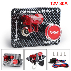 Carbon Fiber Panel With <b>Toggle</b> Switch And Start <b>Button</b> 12V 30A For Cars Ships RVs Yachts - Product Image 3