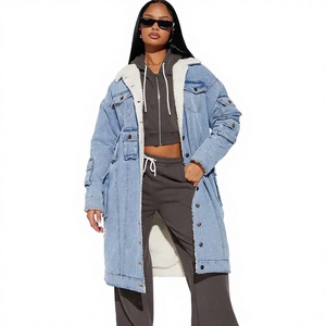 Chaquetas de Mezclilla Tejidas Ecológicas y Transpirables para Mujer, Abrigo Largo de Jean Reversible, 100% Algodón, 340g, Manga Larga - Product Image 1