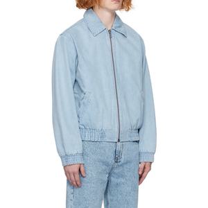 Veste en jean bleu clair personnalisée 100% coton à fermeture éclair sur le devant, coupe slim, veste bomber en jean pour homme - Product Image 2