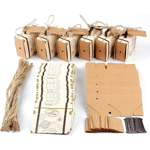 Mini caja de dulces para recuerdo de fiesta, papel Kraft Vintage <span class=keywords><strong>con</strong></span> etiquetas y cordel de <span class=keywords><strong>arpillera</strong></span> para boda, fiesta, despedida de soltera, decoración de cumpleaños - Product Image 2