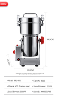 MJ 800G Mini rectifieuse de poudre à usage domestique petites épices café grain herbe matériaux secs fraiseuse à farine