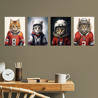 Nouvel arrivage Fashion Home Wall Art Joueur de hockey Chats au travail Impression personnalisée en métal Système de suspension magnétique Impression murale en métal