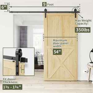 WEKIS M00002 Kit de quincaillerie pour porte coulissante de grange de style américain de 6,6 pieds avec rail en J et roulettes en plastique avec guides de sol pour porte - Product Image 5