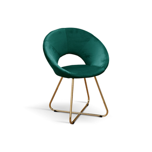 ชุดเก้าอี้ไอริส 2 ตัว เก้าอี้รับประทานอาหารในร่มฐานโลหะกำมะหยี่สีเขียว - Product Image 1