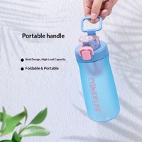 Bouteille d'eau PC grande capacité et durable avec logo PowerLife pour hommes – Idéale pour les entraînements estivaux en extérieur, portable, style seau, pour une consommation abondante