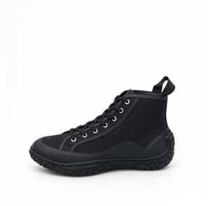 Baskets montantes en toile pour hommes, à lacets, bout rond, plateforme, semelle en caoutchouc, style streetwear, chaussures décontractées toutes saisons, en cuir véritable blanc - Product Image 2