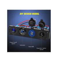 4-Pack Double USB LED Voltmètre Interrupteurs à bascule éclairés ON/OFF Chargeur Prise Panneau Allume-cigare Prise pour la recharge de véhicules