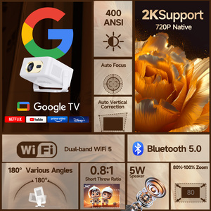 Pour HY300 GT Nouveau 2026 Modèle Exclusif Projecteur 720P 400 ANSI Correction Automatique de la Distorsion Trapézoïdale WiFi BT5.0 Système d'exploitation Google TV Intégré - Product Image 2