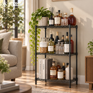 Étagères métalliques robustes et imperméables MZG en gros, électroplaquées, à 3 niveaux réglables, petites unités de rayonnage en fil métallique pour salon - Product Image 1