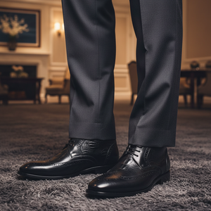 <span class=keywords><strong>Stivaletti</strong></span> Brogue da <span class=keywords><strong>Uomo</strong></span> Personalizzabili in Vera <span class=keywords><strong>Pelle</strong></span>, Stivali Formali e Business Casual Fatti a Mano con Stampa Retrò e Chiusura Stringata - Product Image 1