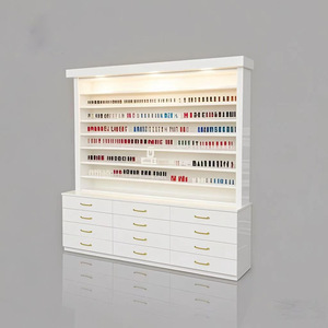 Vitrine à vernis à ongles blancs avec éclairage LED, 12 tiroirs, étagère murale pour salon de manucure, armoire de rangement cosmétique pour la beauté - Product Image 6