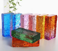 Brique de verre massif 200x100x50mm, couleur personnalisée, protection de la vie privée, bord fin poli, cristal transparent texturé, fusion à chaud