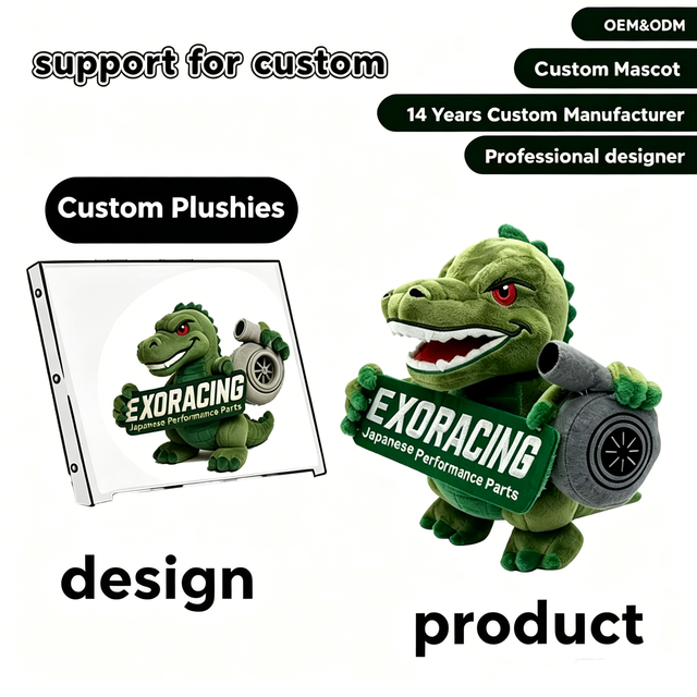 Eco-Friendly Premium Cotton Custom Dinosaur Plush Toy Super Soft Plush Embroidered Design Gold Stamping PP Cotton Filling Custom