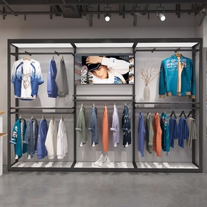 Bán buôn nóng bán quần áo màu đen hiển thị giá thép không gỉ hiển thị đứng cho cửa hàng quần áo chất lượng cao người đàn ông may mặc - Product Image 1