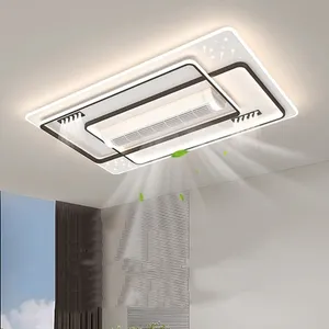 Tasarımcı Fan ışık otel yatak odası dekoratif gömme akıllı Bladeless tavan vantilatörü ışık ve uzaktan