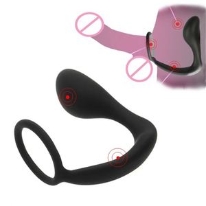 Juguete sexual masajeador de próstata con anillo para pene de silicona productos sexuales para adultos masculinos juguetes sexuales para hombres - Product Image 1