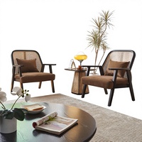 Fauteuil en rotin et bois massif de style nordique, avec coussin en mousse haute élasticité, personnalisable, moderne, pour la maison, les hôtels et les gîtes
