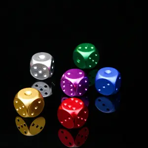 Jeu de dés en aluminium de haute qualité, 5 pièces, 16mm 6d, avec étui en métal, pour boissons, ktv, jeu de table, vente en gros,